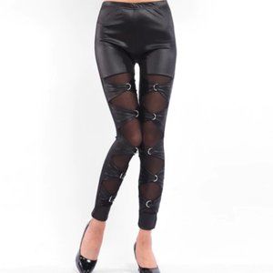 GOTHIC LACE UP LEATHER LEGGINGS FOR SALE